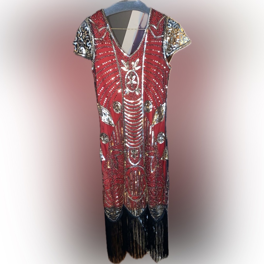 Vintage inspired sequin tassel dress